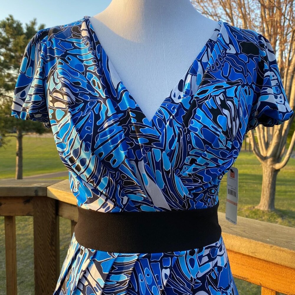 LAUNDRY By Design Abyss Dress Size 2 Faux Wrap Puff Sleeve Multicolor NWT - Picture 11 of 16